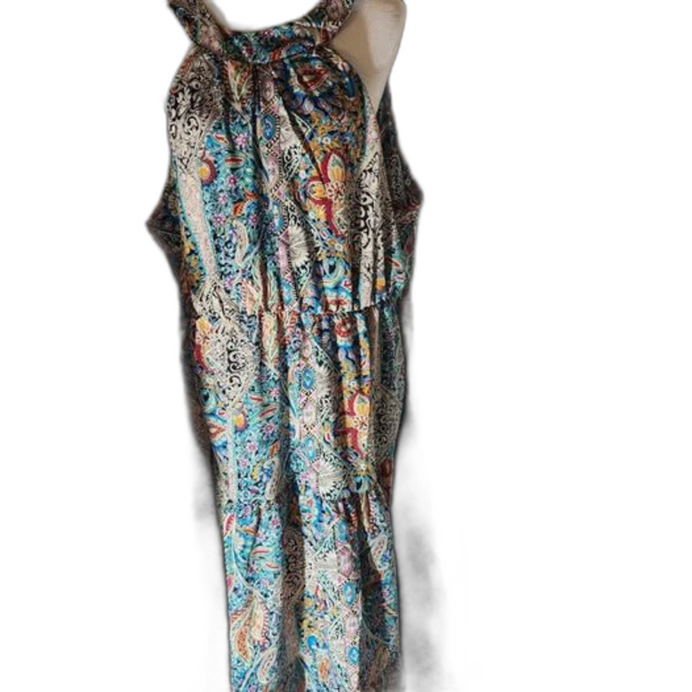Paisley Print Ruffled Bottom Halter Style Maxi Dress 20 4X